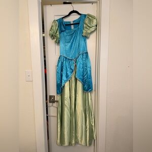 Cinderella Stepsister Anastasia Drizella Blue and Green Dress with Puff Sleeves